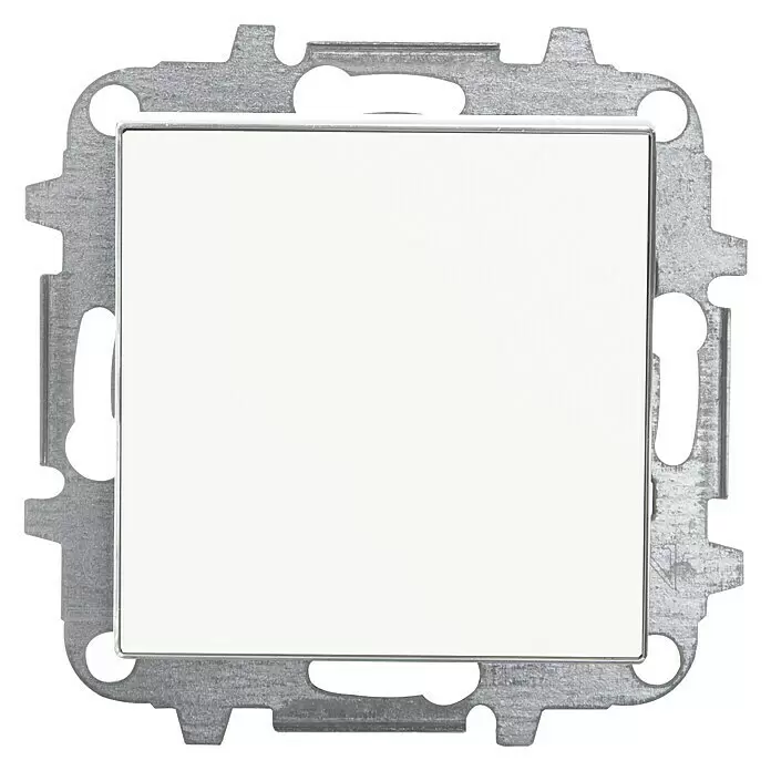 Niessen Sky Conmutador - Blanco, IP20 - Mecanismo de interruptor blanco con marco de montaje metálico plateado.