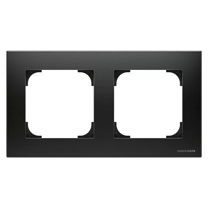 Niessen Sky Marco - Negro, Modelo de mecanismos: x 2, Plástico - Marco doble negro texturizado para interruptores o enchufes eléctricos. Marca Niessen.