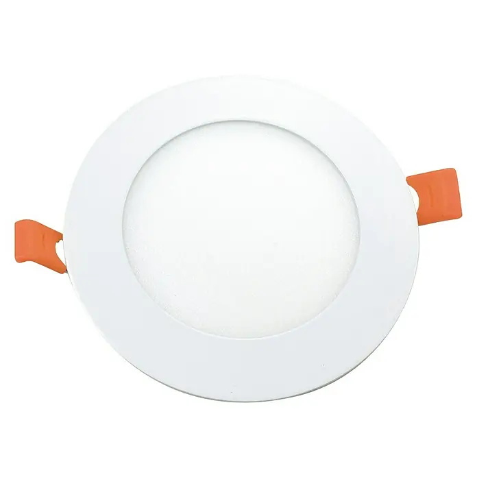 Alverlamp Downlight empotrable LED redondo Blanco - 4 W, Ø x Al: 10,6 x 2 cm, Blanco, Blanco cálido - Lámpara LED de techo blanca con clips naranja para una fácil instalación en techos. Ideal para interiores modernos.