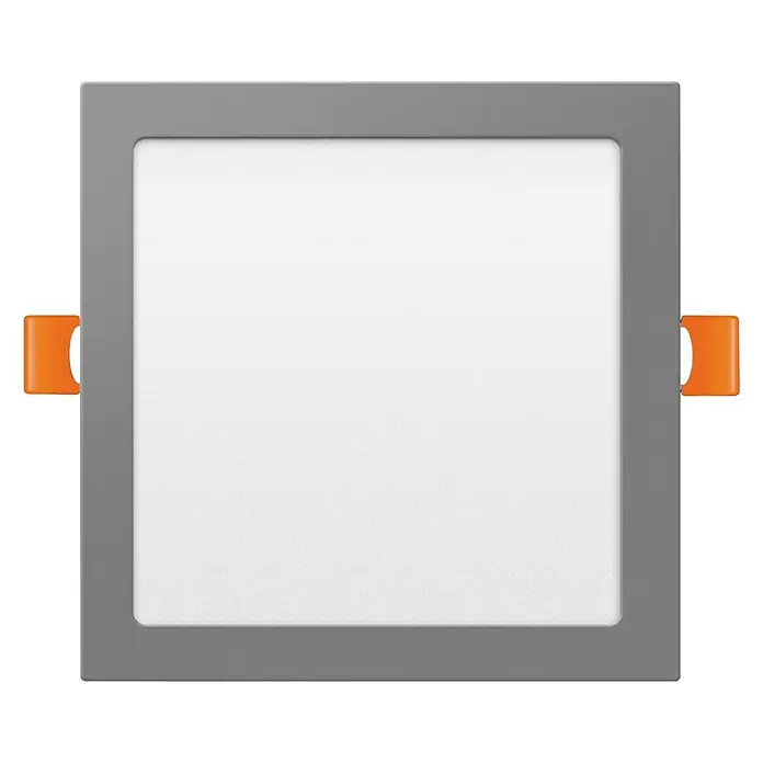 Alverlamp Downlight LED empotrable DL18PL - 18 W, L x An x Al: 22,5 x 22,5 x 2 cm, Aluminio, Blanco neutro - Plafón LED cuadrado con marco gris y clips naranjas para una fácil instalación. Proporciona una iluminación brillante y agradable.