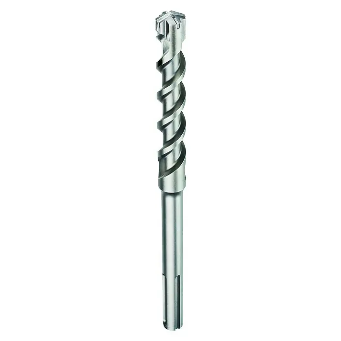 Bosch Broca para hormigón y mampostería -4 - 1 ud., Diámetro de la broca: 20 mm - En la imagen se muestra una broca para martillo SDS-Plus, que cuenta con un cabezal de taladro multicortador y una ranura en espiral para la eliminación del polvo.