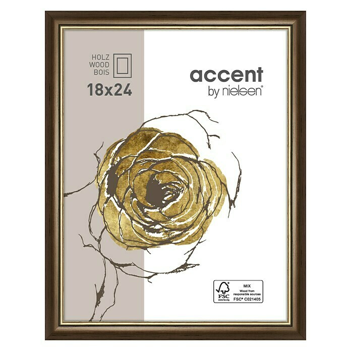 Nielsen Bilderrahmen Ascot (Dunkelbraun/Gold, 18 x 24 cm, Holz)