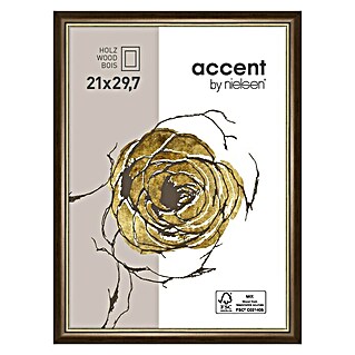 Nielsen Holzrahmen Ascot (DIN A4 / 21 x 29,7 cm, Dunkelbraun/Gold, Glas)