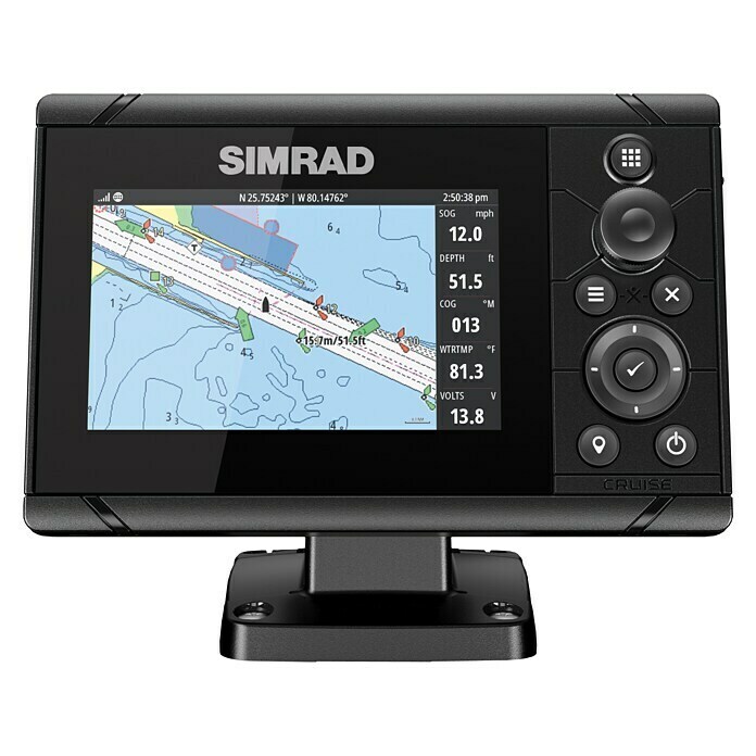 Simrad Fishfinder & Kartenplotter Cruise 5Geber: Cruise 83/200-Skimmer-Schwinger, Bildschirmtyp: 5″/127 mm TFT LCD Front View