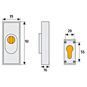 Abus Sicherheitsrosette RSZS 316 (Metalltür, Messing, Stärke Schild/ Rosette: 16 mm)