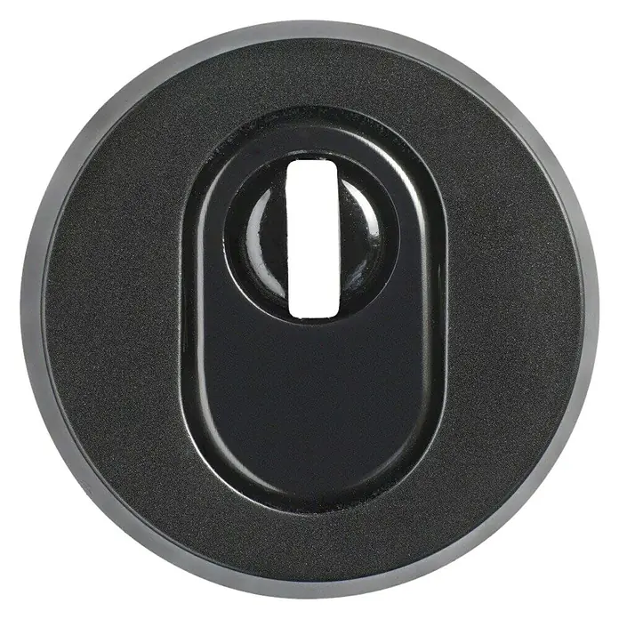 Abus Sicherheitsrosette RHZS 415 - Holztür, Braun, Stärke Schild/ Rosette: 15 mm - Nahaufnahme einer Schlüssellochblende in einem runden, modernen Design, perfekt für stilvolle Türen.