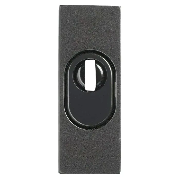 Abus Sicherheitsrosette RSZS 316 - Metalltür, Schwarz, Stärke Schild/ Rosette: 16 mm - Nahaufnahme eines dunklen Türbeschlags mit Schlüsselloch. Ideal für Sicherheit und modernes Design.