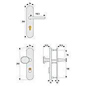 Abus Schutzbeschlag HLZS814 (Hauseingangstür, Aluminium, Türstärke: 52 - 72 mm, Knopf außen, Drücker innen, Form Schild: Abgerundet)