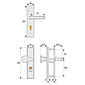 Abus Schutzbeschlag KLSZ 714 (Wohnungsabschlusstür, Neusilber, 37 - 47 mm, Drücker beidseitig)