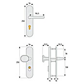 Abus Schutzbeschlag KLSZ 714 (Wohnungsabschlusstür, Neusilber, Türstärke: 37 - 47 mm, Knopf außen, Drücker innen)