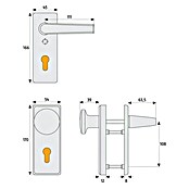 Abus Schutzbeschlag KKT512 (Wohnungsabschlusstür, Aluminium, Türstärke: 37 - 47 mm, Drücker beidseitig)