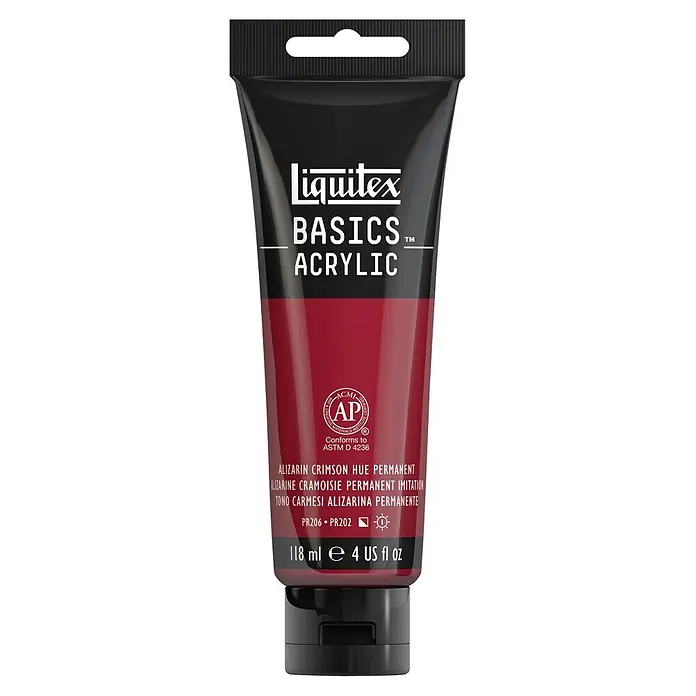 Liquitex Basics Acrylfarbe - Karmesin, 118 ml - Tube Liquitex Basics Acrylfarbe in Alizarin Crimson Hue Permanent. Ideal für Anfänger und Studenten, hohe Qualität zu erschwinglichem Preis.