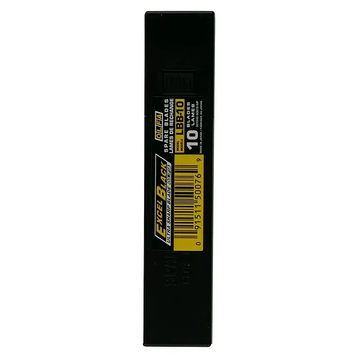 Olfa Abbrechklinge LBB - Klingenbreite: 18 mm, 10 Stk. - Packung Olfa Excel Black LBB-10 Ersatzklingen, 10 Stück, für Cuttermesser. Hergestellt in Japan.