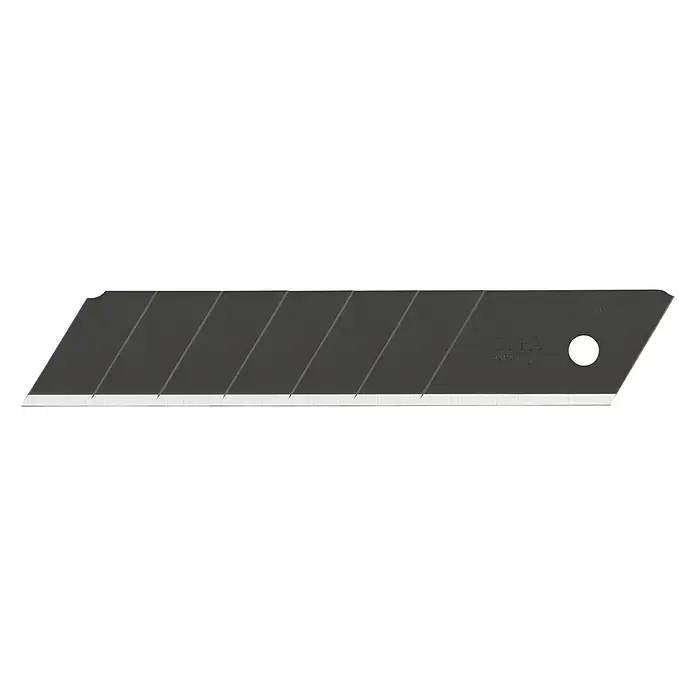 Olfa Abbrechklinge HBB - Klingenbreite: 25 mm, 5 Stk. - Nahaufnahme einer OLFA-Klinge, einem Präzisionswerkzeug mit scharfen Segmenten für saubere Schnitte. Ideal für Hobby und Handwerk.