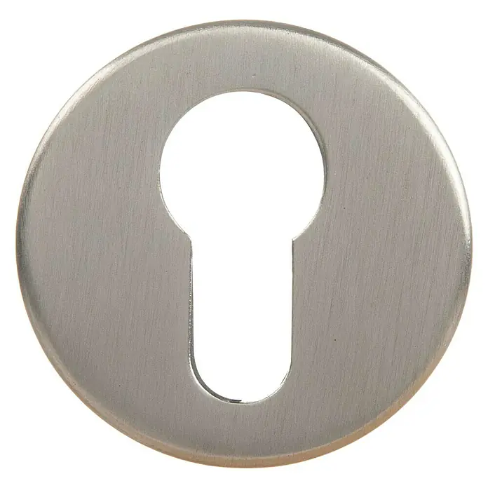Escudo para cerraduras con bocallave 4018 - Diámetro roseta: 47 mm, Níquel - Bocallave redondo fabricado en metal cepillado. Ideal para añadir estilo a los herrajes de las puertas.