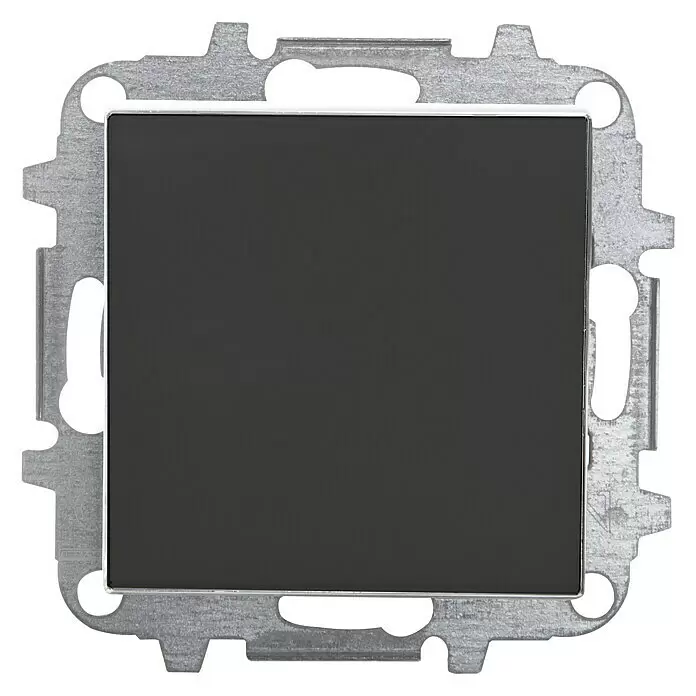 Niessen Sky Pulsador - Negro, Plástico - Inserto de interruptor eléctrico cuadrado gris oscuro con marco de montaje metálico.