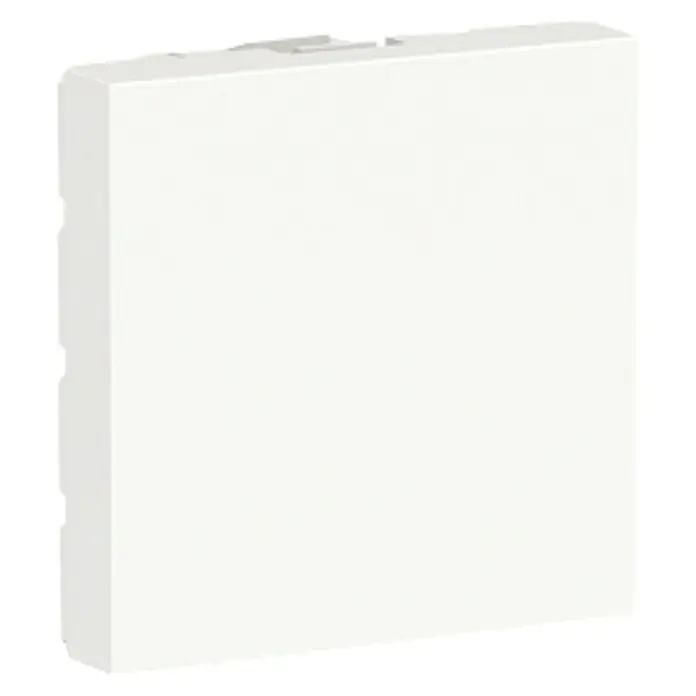 Schneider Electric New Unica Tapa para mecanismo - Blanco polar, Plástico, Colocar - Primer plano de una placa de cubierta blanca, probablemente para un interruptor de luz o un enchufe, con una textura ligera y una forma sencilla y moderna.