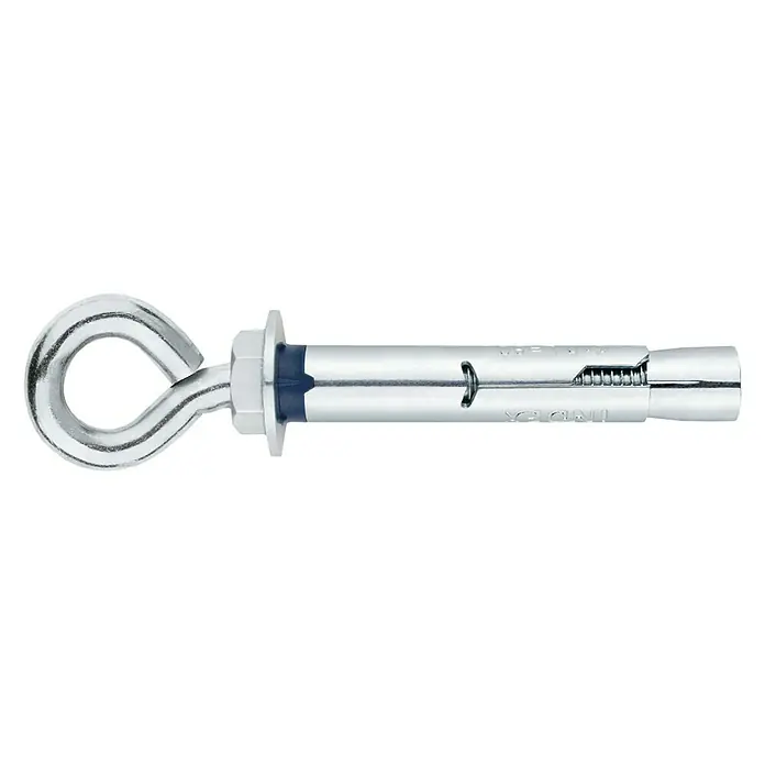 Index Anclaje de alto rendimiento BZACHA10C - Ø x L: 10 x 60 mm, Zincado - Un taco de anclaje con cabeza de cáncamo, ideal para fijaciones seguras. El taco garantiza una sujeción fiable.