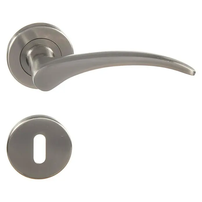Conjunto de picaporte 4262 - Aluminio, Plateado - Juego de herrajes para puertas: Manija de puerta y bocallave de acero inoxidable cepillado para puertas interiores modernas, duraderas y elegantes.