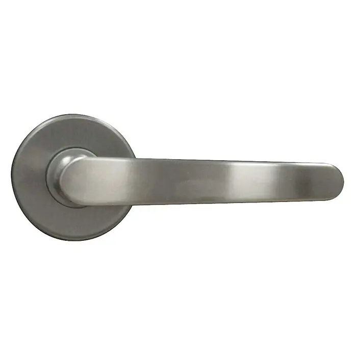 Conjunto de picaporte Modern - Níquel, Satinado, Diámetro roseta: 50 mm - Manija de puerta moderna con aspecto plateado con una palanca elegante y roseta redonda para una apariencia elegante y moderna.