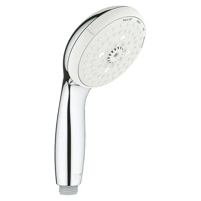 Grohe Tempesta 100 Handbrause - Anzahl Funktionen: 4 Stk., 9,5 l/min, Chrom - Ein verchromter Duschkopf mit verschiedenen Strahlarten wie Rain O2, Rain, Jet und Massage. Das moderne Design macht ihn zu einem Blickfang im Badezimmer.