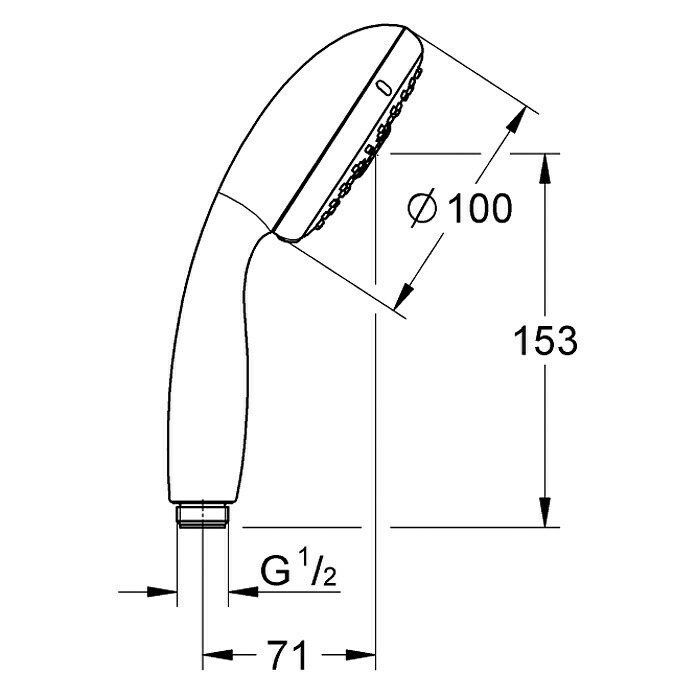 Grohe Handbrause Tempesta 100Anzahl Funktionen: 4 Stk., 9,5 l/min bei 3 bar, Chrom Front View