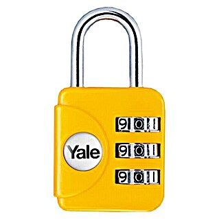 Yale Candado con combinación YP1/28/121/1 (An x L: 28,2 x 54,6 mm, Zinc, Número de dígitos en combinación: 3 ud., Amarillo)