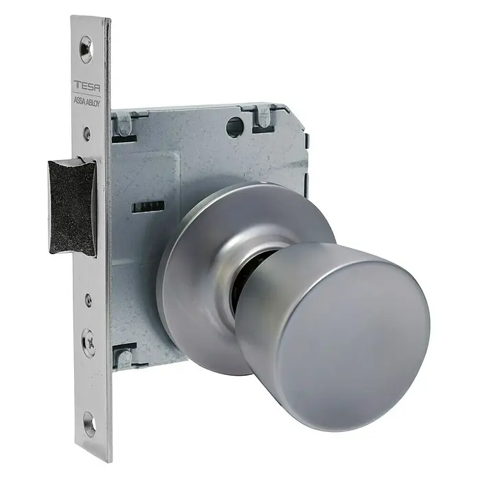Tesa Assa Abloy Pomo giratorio Tulipa 352050CM - Cromado - Primer plano de un pomo de puerta TESA ASSA ABLOY, que muestra una solución robusta y fiable para la seguridad.