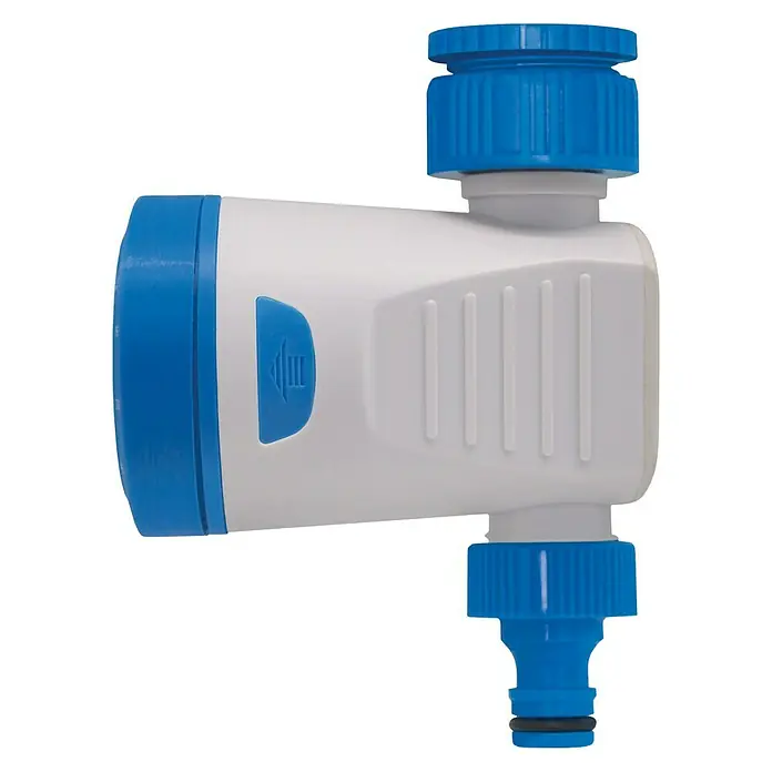 Altadex Programador de riego Clicker - Tiempo de riego: 2 min - 60 min - El sistema de riego azul y blanco tiene una conexión para una manguera u otro dispositivo. Es un dispositivo compacto y funcional.