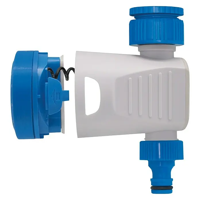 Altadex Programador de riego Clicker - Tiempo de riego: 2 min - 60 min - Un temporizador de agua azul y blanco para el jardín. Ideal para el riego automático de plantas.