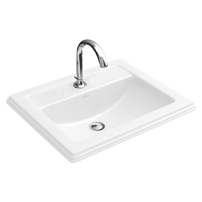 Villeroy & Boch Hommage Einbauwaschbecken (63 x 52 cm, Beckenunterseite geschliffen, Mit Hahnloch, Mit schmutzabweisender Glasur, Weiß)