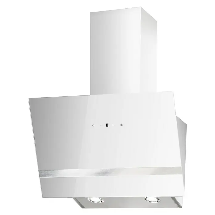 Respekta Schräghaube Hera - Breite: 59,5 cm, Max. Gebläseleistung Abluftbetrieb: 567,9 m³/h, Weiß/Silber - Ein schlichter, weißer Dunstabzug, perfekt für eine moderne Küche. Er vereint Funktionalität mit elegantem Design und sorgt für saubere Luft.