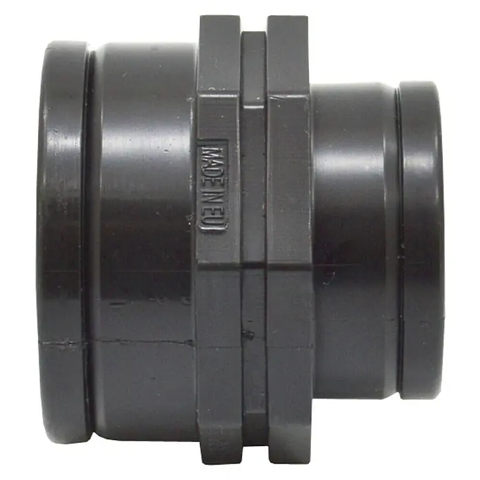 Manguito reductor H-H - ¾'' × ½'' - Conector de tubería de desagüe de plástico negro, accesorio de fontanería para sistemas de aguas residuales.