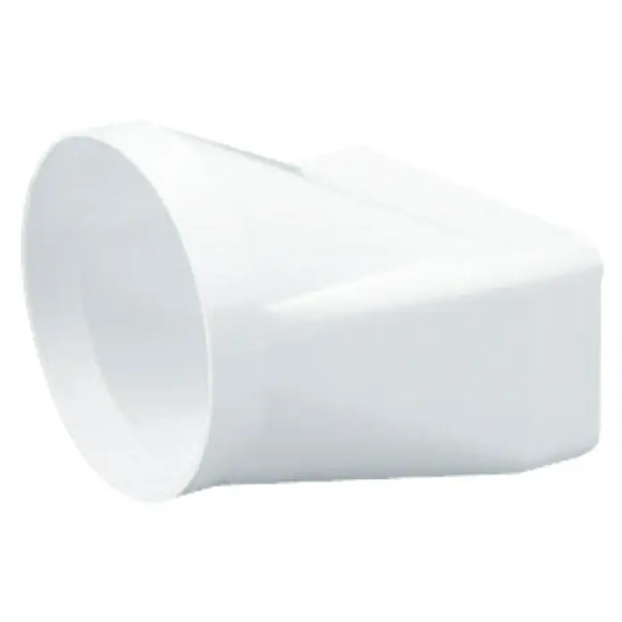 Empalme para tubo mixto Tubpla - 120 mm, Blanco - Primer plano de un codo de PVC blanco, utilizado para conectar tuberías en ángulo. Ideal para proyectos de fontanería y construcción.