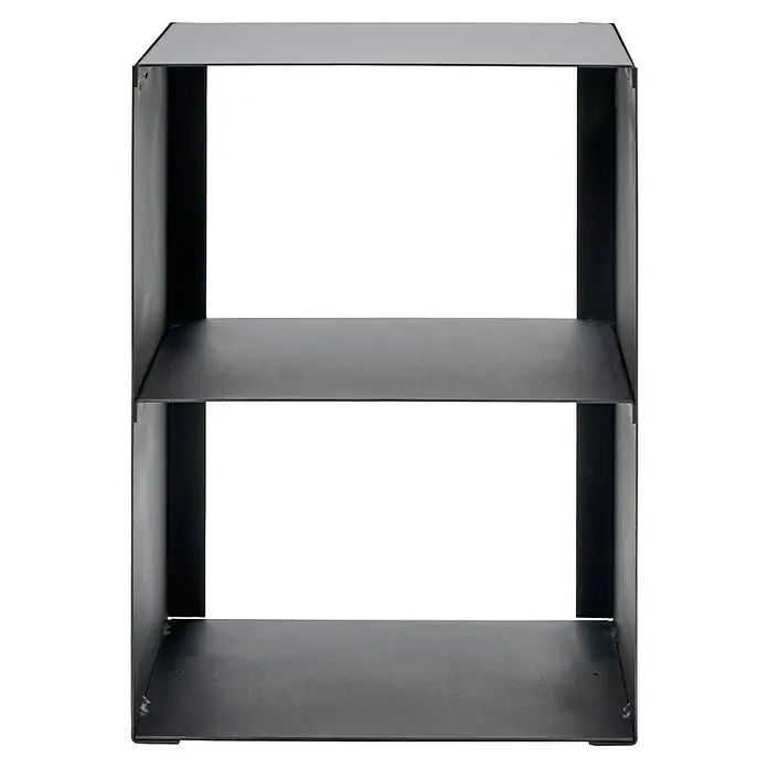 Kaminholzregal Sandra - 530 x 350 x 705 mm, Stahl - Schwarzes Regal mit zwei Ebenen für stilvolle Aufbewahrung und Präsentation von Gegenständen im Wohnbereich.