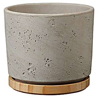 Soendgen Keramik Okrogli lonec Paros Deluxe (Zunanje dimenzije (Ø x V): 16 x 14 cm, Siva, Les)
