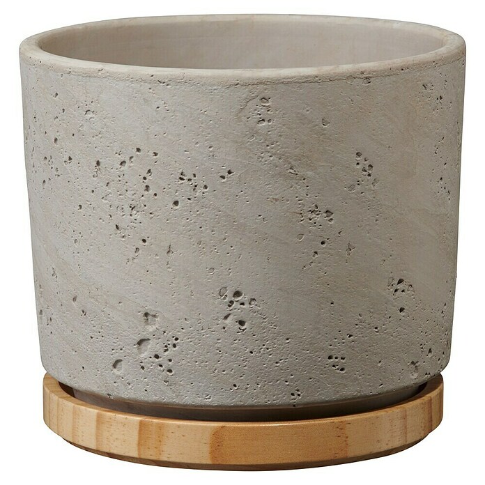 Soendgen Keramik Okrugla tegla za biljke  (Vanjska dimenzija (ø x V): 23 x 20 cm, Svijetlosive boje, Drvo) | BAUHAUS