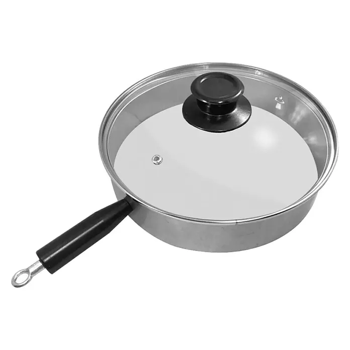 Remundi Grillring mit Deckel - Ø x H: 24 x 5 cm - Pfanne mit Glasdeckel und schwarzem Griff, ideal zum Kochen auf dem Herd. Das Küchenutensil ist praktisch und vielseitig.
