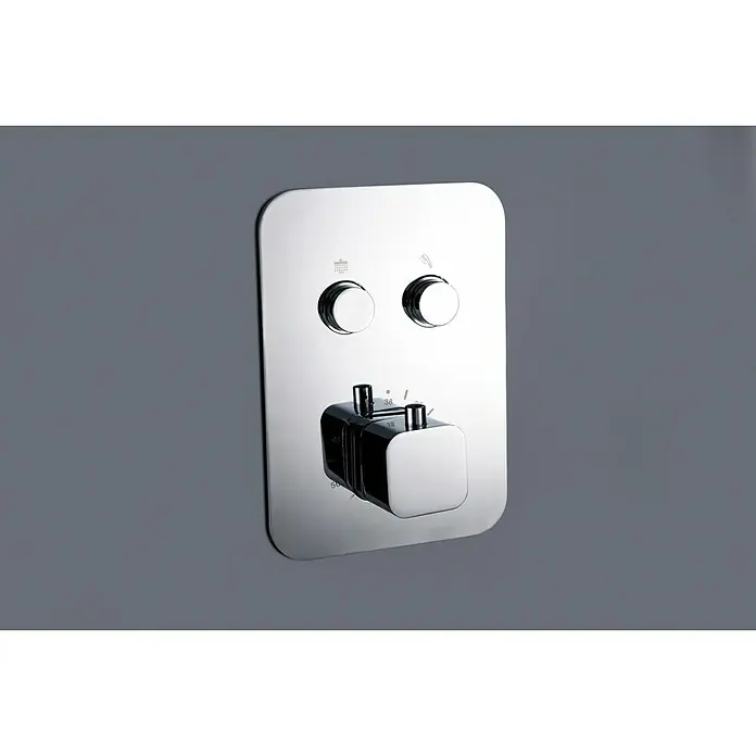 Imex Sistema de ducha Madeira - Con grifo termostático, Cromo - Grifo termostático de ducha con acabado cromado brillante y placa frontal rectangular. Diseño moderno para un baño elegante.