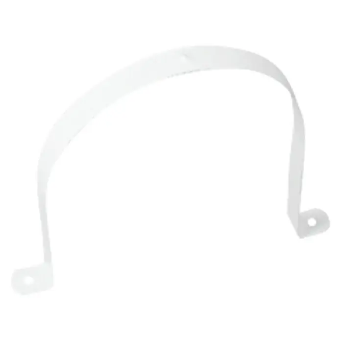 Abrazadera redonda Tubpla - 100 mm, Blanco - Abrazadera de tubo blanca con orificios de montaje para sujetar de forma segura tuberías a paredes o techos.