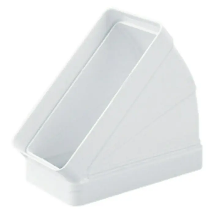 Codo horizontal rectangular Tubpla - 100 mm, 45 ° - Codo de conducto rectangular blanco, fabricado en plástico duradero, ideal para sistemas de ventilación y aire acondicionado para redirigir el flujo de aire.