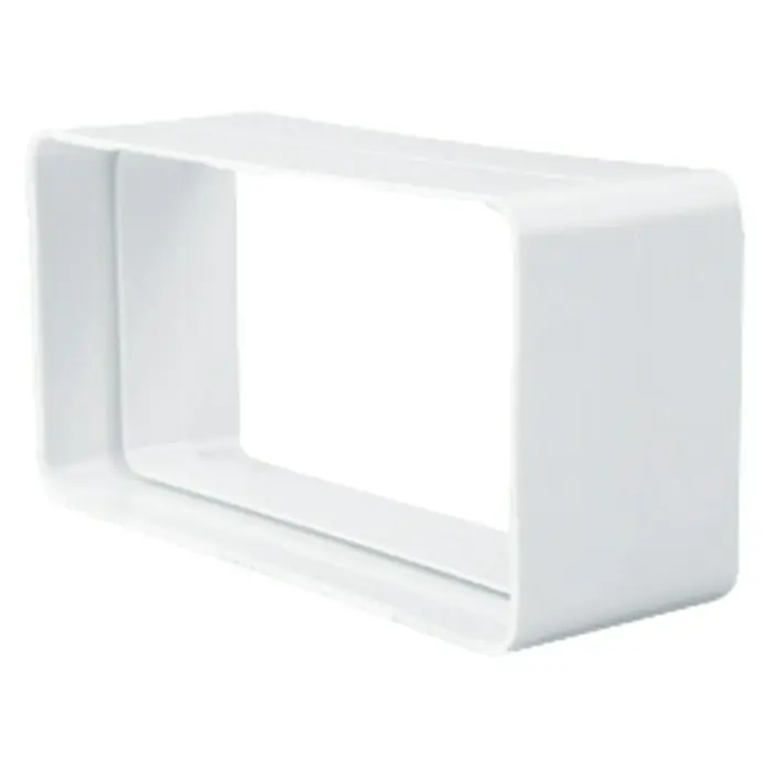 Empalme para tubo rectangular Tubpla - 150 mm, Blanco - Cubierta de conducto de cable rectangular de plástico blanco con esquinas redondeadas para una gestión limpia de cables en interiores.