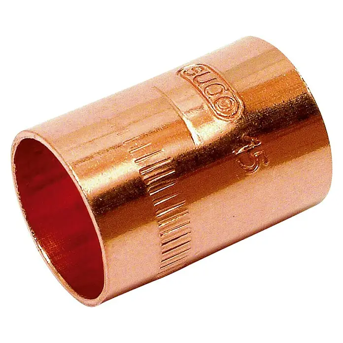 Manguito de cobre - Diámetro: 28 mm, 2 ud. - Racor de cobre, un producto SUCO, para tuberías de 15 mm de diámetro, ideal para instalaciones de fontanería y calefacción.