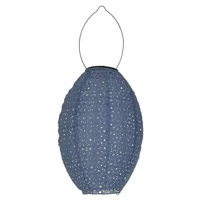 Eglo Solar-Hängeleuchte Z-Solar - 0,06 W, Brombeere, IP44, Ø x H: 20 x 29 cm - Blaue, eiförmige, perforierte Laterne mit Metallhenkel.