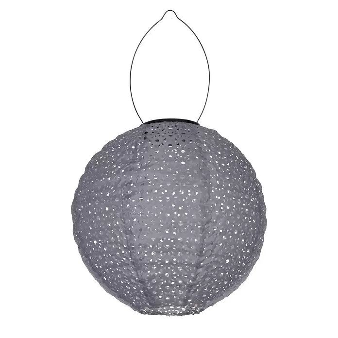 Eglo Solar-Hängeleuchte Z-Solar - 0,06 W, Blau, IP44, Ø x H: 25 x 25 cm - Runde, graue, perforierte Laterne mit Drahtbügel.