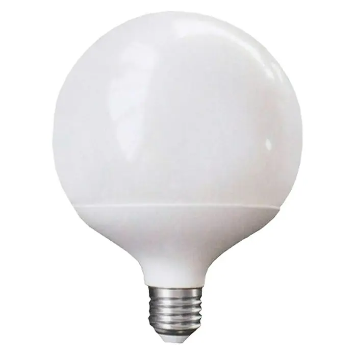 Garza Bombilla LED - E27, No regulable, Blanco neutro, 806 lm, 9,5 W - Primer plano de una bombilla LED globo esmerilada con base E27 estándar, ideal para iluminación decorativa interior.