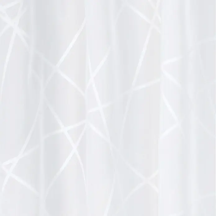 Elbersdrucke Bistrogardine Crossover - 140 x 48 cm, 100 % Polyester, Weiß - Ein zartes weißes Gardinenmuster mit geometrischen Linien, ideal um jedem Raum eine elegante und luftige Note zu verleihen.