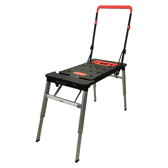 Banco de trabajo 7 en 1 - L x An: 55 x 108,5 cm, Altura de trabajo: 78 cm, Carga soportada: 100 kg - Estación de trabajo multifuncional con patas ajustables y asa de transporte práctica para uso flexible.