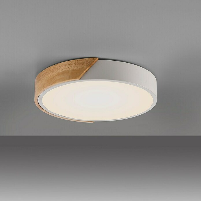 Paul Neuhaus Bila Plafón LED redondo (24 W, Ø x Al: 32 x 55 cm, Blanco/Madera, Blanco cálido) | BAUHAUS