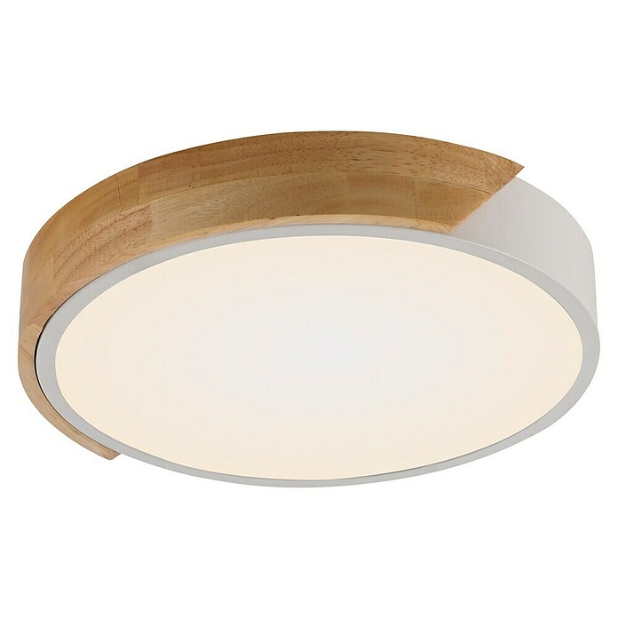 Paul Neuhaus Bila Plafón LED redondo (24 W, Ø x Al: 32 x 55 cm, Blanco/Madera, Blanco cálido) | BAUHAUS